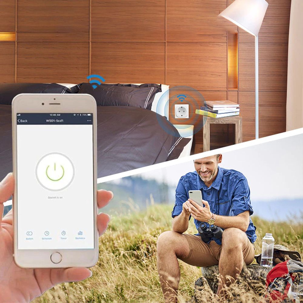 Smart Home Funksteckdosen Indoor Plug WiFi WLAN Berührungsschutz Steckdose Schaltbare Innenbereich Google Alexa Assistant Büro Arbeitszimmer EU Retoo