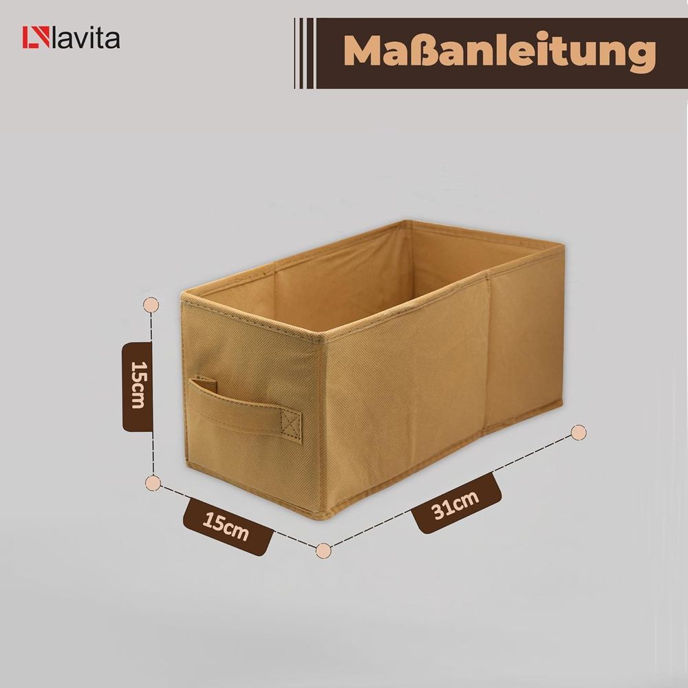 Lavita Storage Box | faltbare Aufbewahrung Boxen 15 x 31 x 15 cm | Schubladen-Organizer Box| Ordnungssysteme für Kleidung | Kleideraufbewahrung & Organisation | Hellbraun | 6 stück