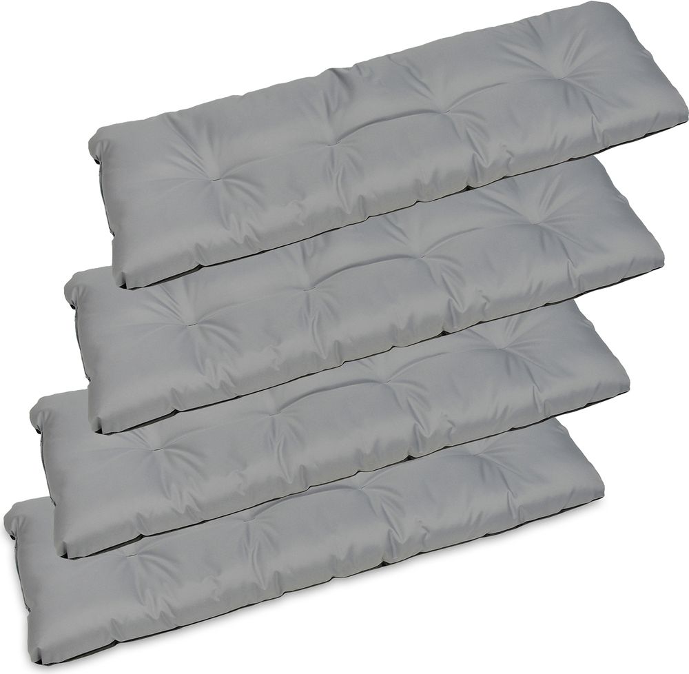 4er Set Sitzkissen Bankkissen Bankauflage für Gartenbank - 120x38 cm - Outdoor und Indoor - Grau