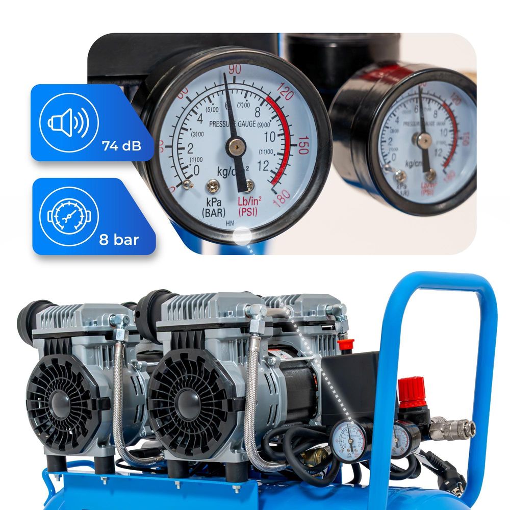 Kompresor Bezolejowy Hw – 4 Tłoki | 380 L/Min | 50 L | 8 Bar | 3 Kw | Model Hw-Kbo-4T-50L | Warsztatowy Półprofesjonalny