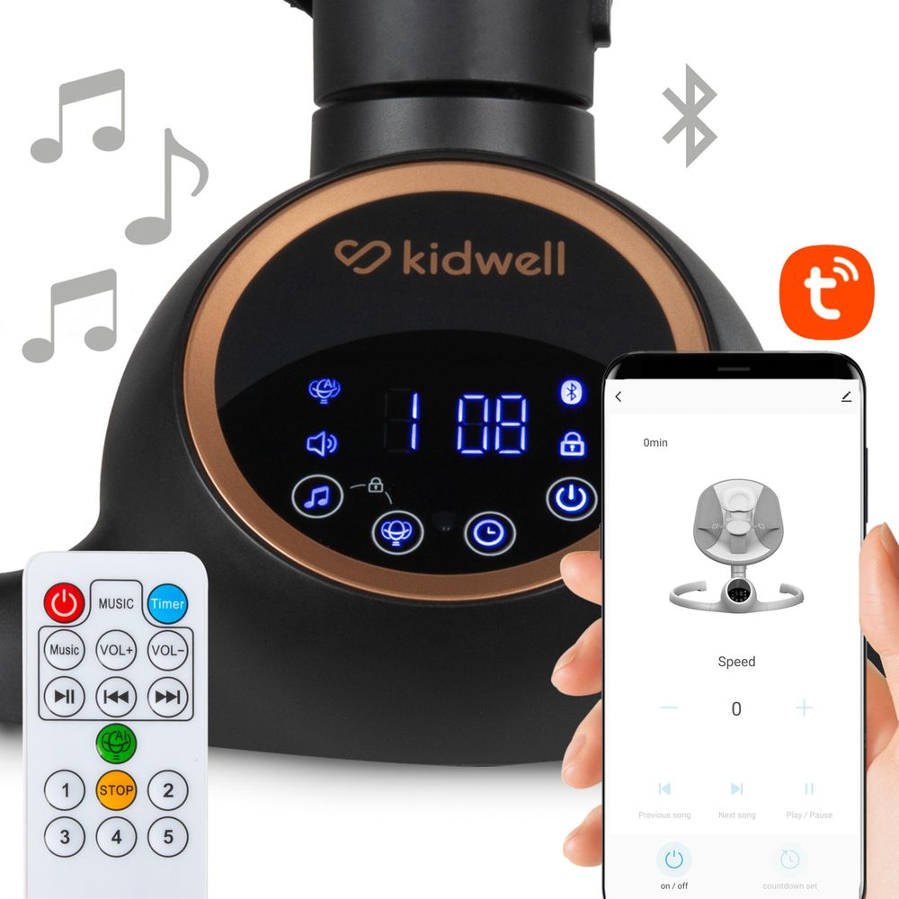 Elektrische 2-in-1-Schaukel, Bluetooth, REVE Schwarz-Gold