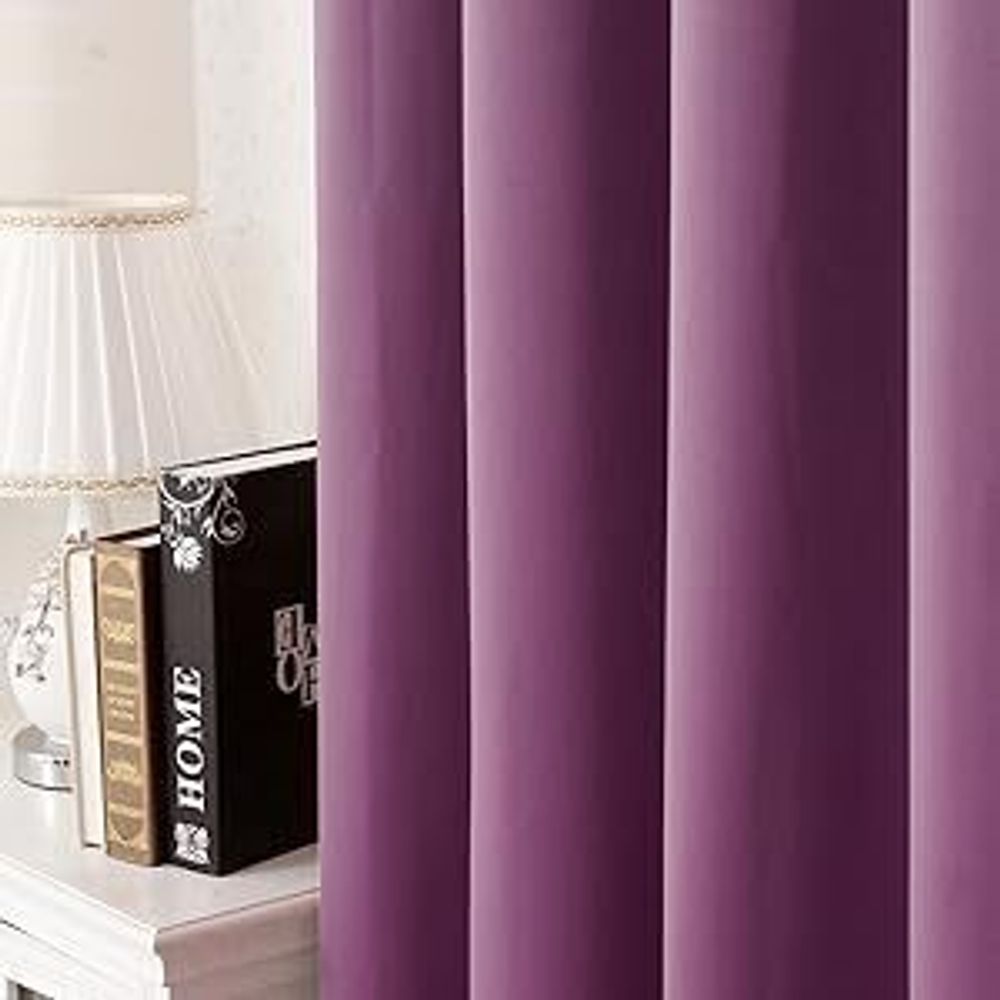 WOLTU 2er Set Gardine blickdicht 250 g/m² mit Kräuselband : Violette 135x245 cm Farbe: Violette Größe: 135x245 cm