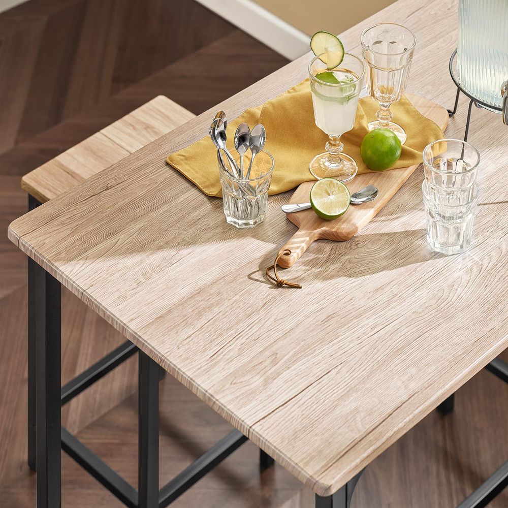 SoBuy Essgruppe Esstisch Set 5-teilig Bartisch mit 4 Stühlen, platzsparendes Küchentisch Set für Esszimmer Balkon Garten Kompakt & Modern OGT11-N