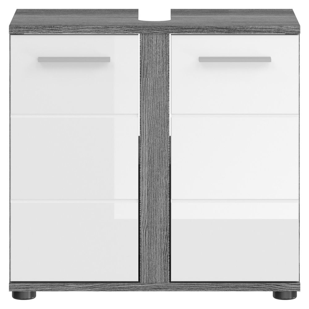 Blue Earth Waschbeckenunterschrank – moderner Badschrank mit 2 Türen und Einlegeboden