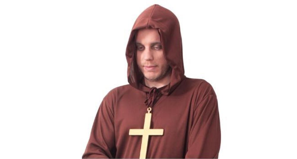 Kostüm Mönch, 2-tlg. Gewand mit Kapuze und Gürtel, Kutte, Robe, Priester-​Gewand, Mönch-​Kostüme, Mittelalter (L)