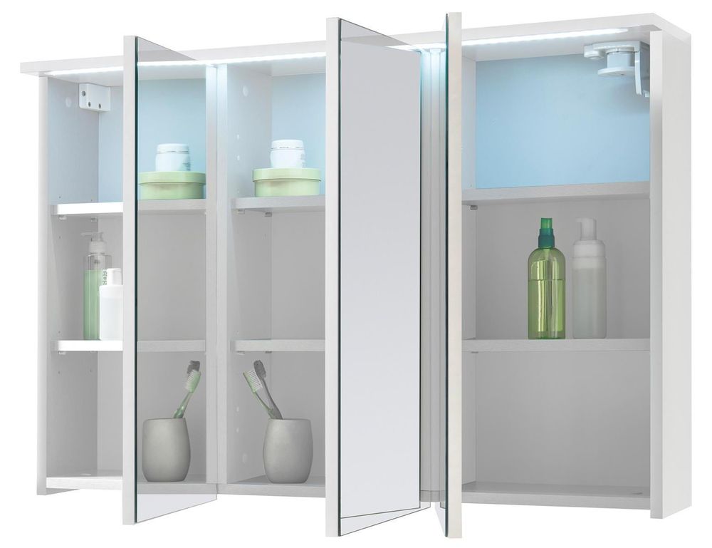 Kirkja I Spiegelschrank – Bad-Spiegelschrank mit LED-Beleuchtung und 3 Spiegeltüren