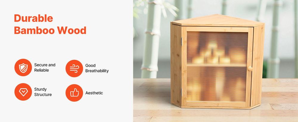 VEVOR Eck-Brotkasten doppellagiger Brotbehälter Brotbox Organizer aus Holz für s