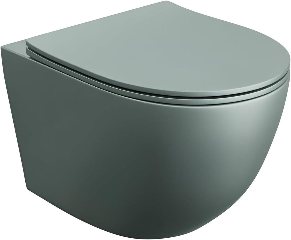LAVITA Wand-WC Sinto Grey | HŠnge Toilette | Toilettendeckel mit Absenkautomatik & Metallscharniere | Toiletten SpŸlrandlos HŠngend | Toilettenbecken | 365x490x395 cm | Grau