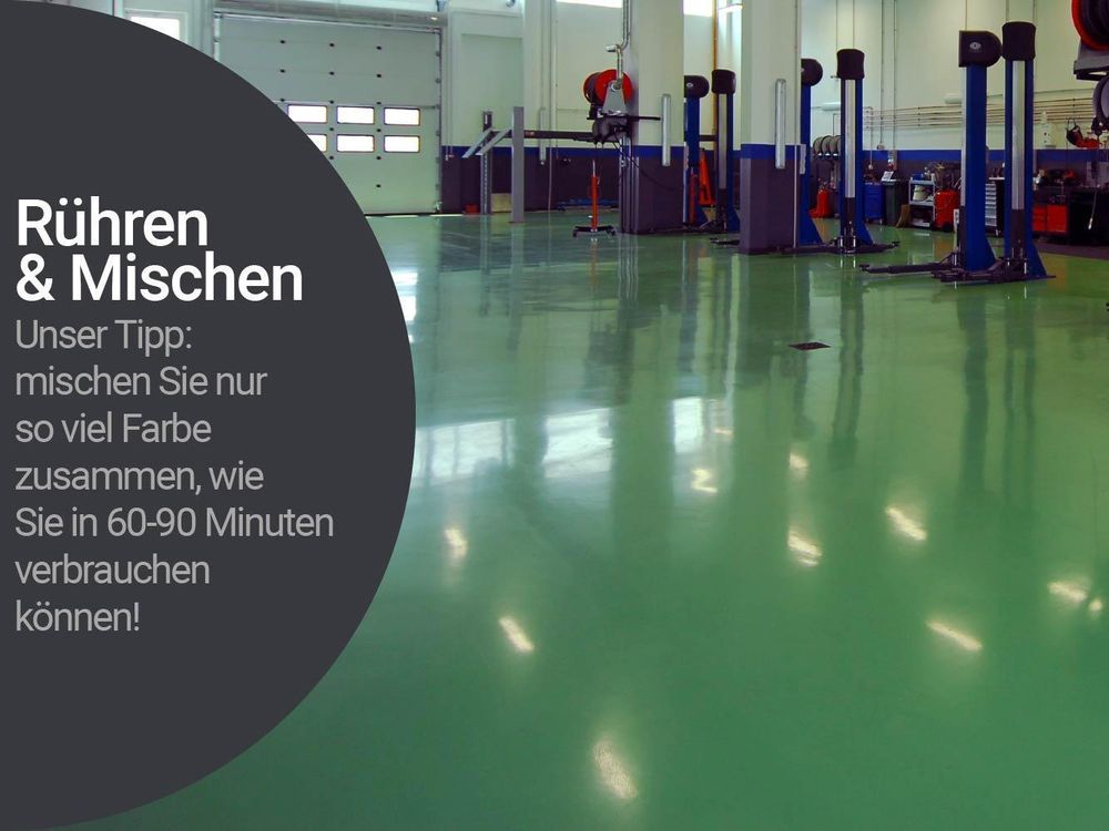 Rühren & Mischen – Tipp: Farbe nur für 60–90 Minuten anmischen