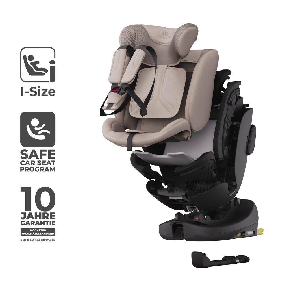 Kinderkraft I-FIX ENDURA SAFE – ISOFIX Kindersitz 61–150 cm, 360° drehbar, SPS+, H-GUARD+, i-Size, Beige