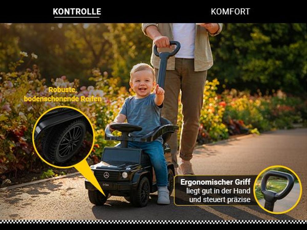 Actionbikes Motors Mercedes Benz G350d Rutschauto | 3in1 Kinderschieber - Lauflernwagen - Kinderauto - Schiebefahrzeug mit Sonnendach - ab 1 Jahr