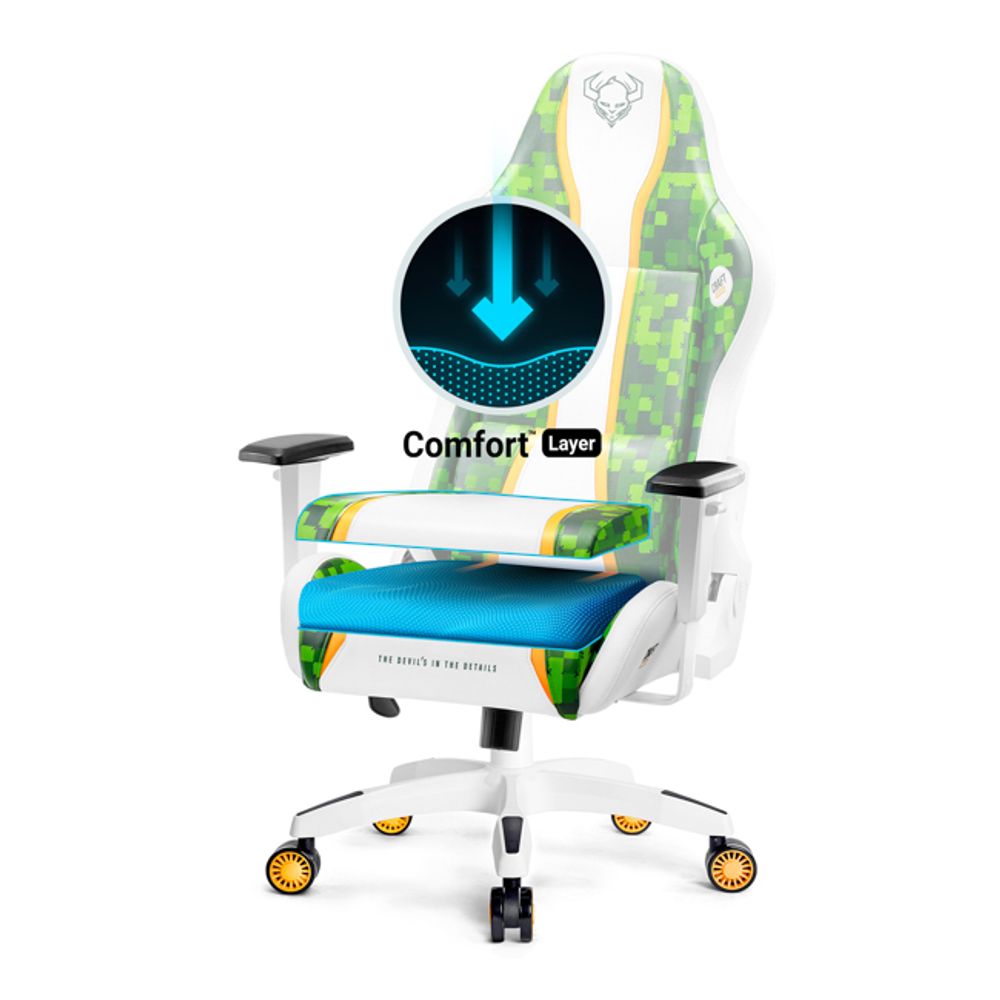 Krzesło do gier Diablo X-One 2.0 Krzesło biurowe Krzesło biurkowe Regulowane podłokietniki Ergonomiczna konstrukcja Poduszka na kark/lędźwie Craft Edition Small