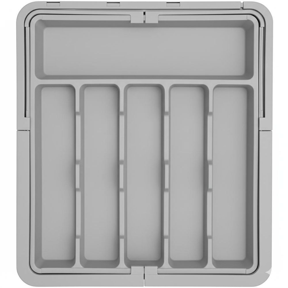 WELLHAUS – Ausziehbare, verstellbare Besteck- und Küchen­schubladen-Organizer – flexibles Raum­wunder für Ihre Küche (Grau, 33 x 37 cm -> 56 x 48 cm)