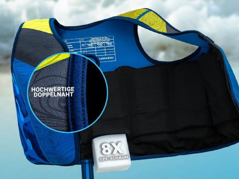 Bluemarina Kinder Schwimmhilfe | UV-Schutz - Schrittgurt - Neopren Weste - Auftrieb EPE-Schaum - Doppelnaht - Für Jungen und Mädchen (Mermaid S)