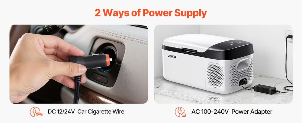 VEVOR Auto-Kühlschrank, 12 Volt Auto-Kühlschrank, 50 L Einzelzonen-Tragbarer Gefrierschrank mit Rädern und Griff, -4℉-68℉, 12/24V DC und 100-240V AC Kompressor-Kühler für Outdoor, Camping, 15 L-a