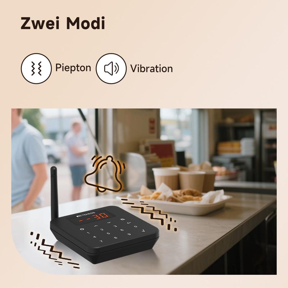 Retekess TD186 Restaurant Pager System, 30 Pager, 600m, Kippschutz, 64 Rufkombinationen, Stummschalttaste, Gästrufsystem für Bars Café, walkie talkie