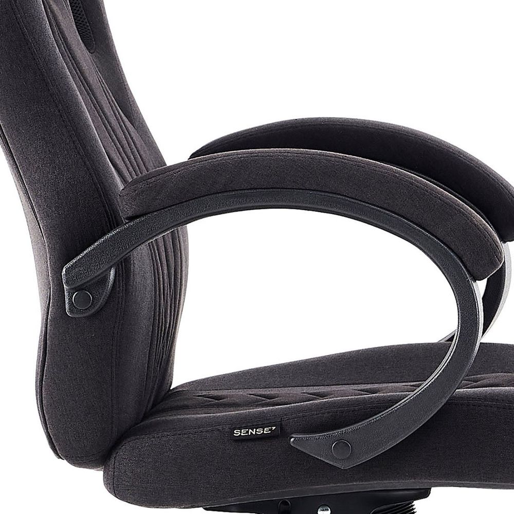 SENSE7 Prism Gaming Stuhl Stoff Schwarz - Ergonomischer Bürostuhl PC Schreibtischstuhl Zockerstuhl Wippfunktion Gamer Stuhl 120kg HDF™-Gewebe