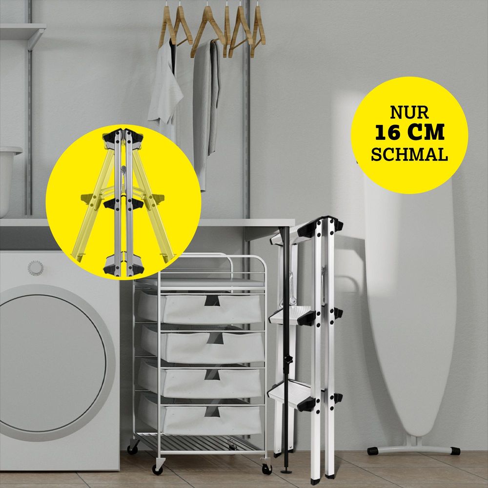 Craftfull Doppel-Klapptritt CF-131A | Aluminium-Trittleiter - Anti-Rutsch - Leiter - Klappbar - Sicherheitsbügel - 150 kg - 2-5 Stufen (2 x 3 Stufen)