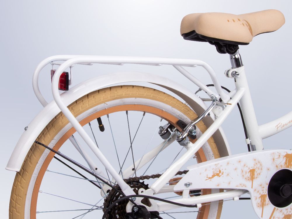 SUN BABY Flower Bike Kinderfahrrad 20 Zoll Mädchen, Fahrrad für Kinder ab 6 Jahre, 6-Gang Shimano, V-Brake, Gepäckträger, Reflektoren