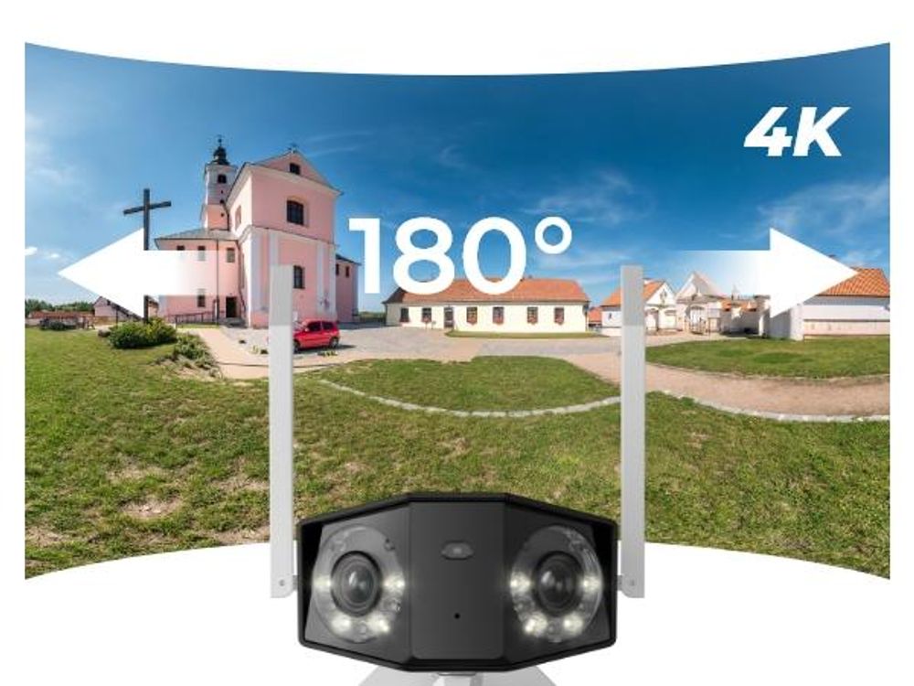 Reolink 4K Dual-Lens WLAN Überwachungskamera Aussen, 180° Ultra-Weitwinkel, Intelligente Erkennung, 2,4/5 GHz WiFi, Farbnachtsicht, Duo 2 WiFi