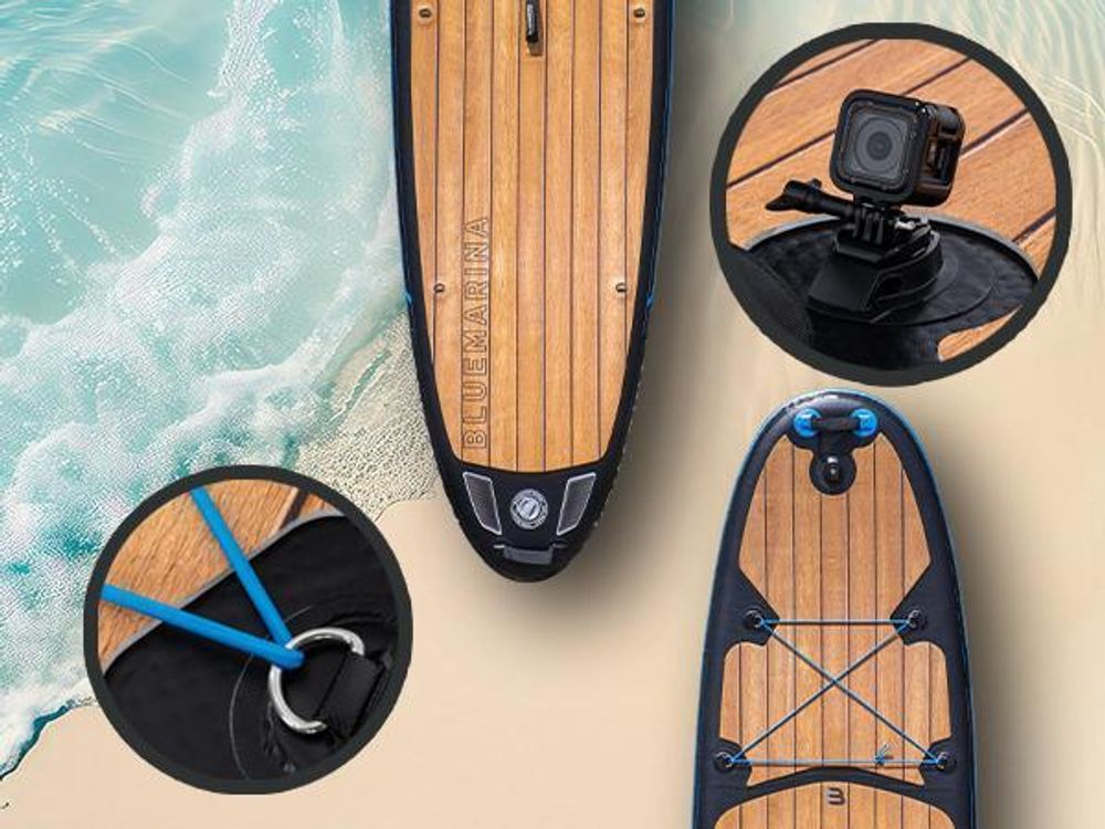 Bluemarina SUP Board Ariki | Stand Up Paddle - Aufblasbar mit Pumpe - Rucksack - 3 Finnen-System - Drop Stitch - Bis 140 Kg (325x86x16,5cm / 10'8")