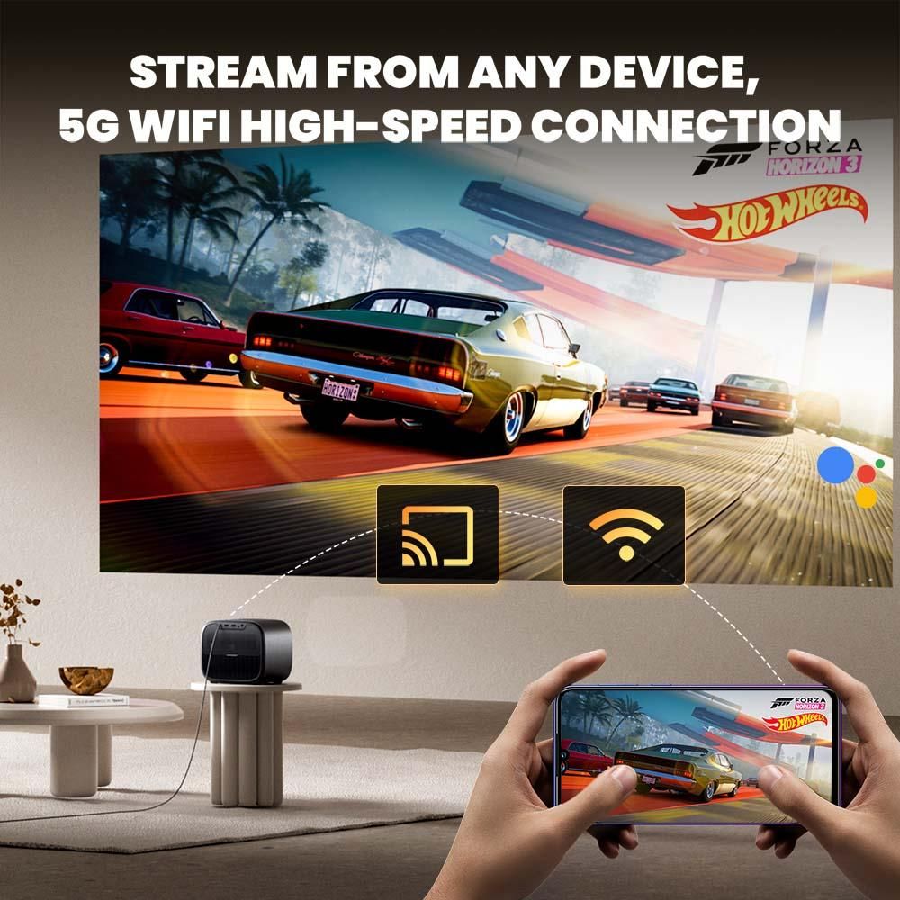​ETOE E3 Pro Projektor mit Google TV - 600 ANSI, 1080p Native, Auto-Fokus, 4K, 2x10W Lautsprecher, WiFi Dual-Band​​