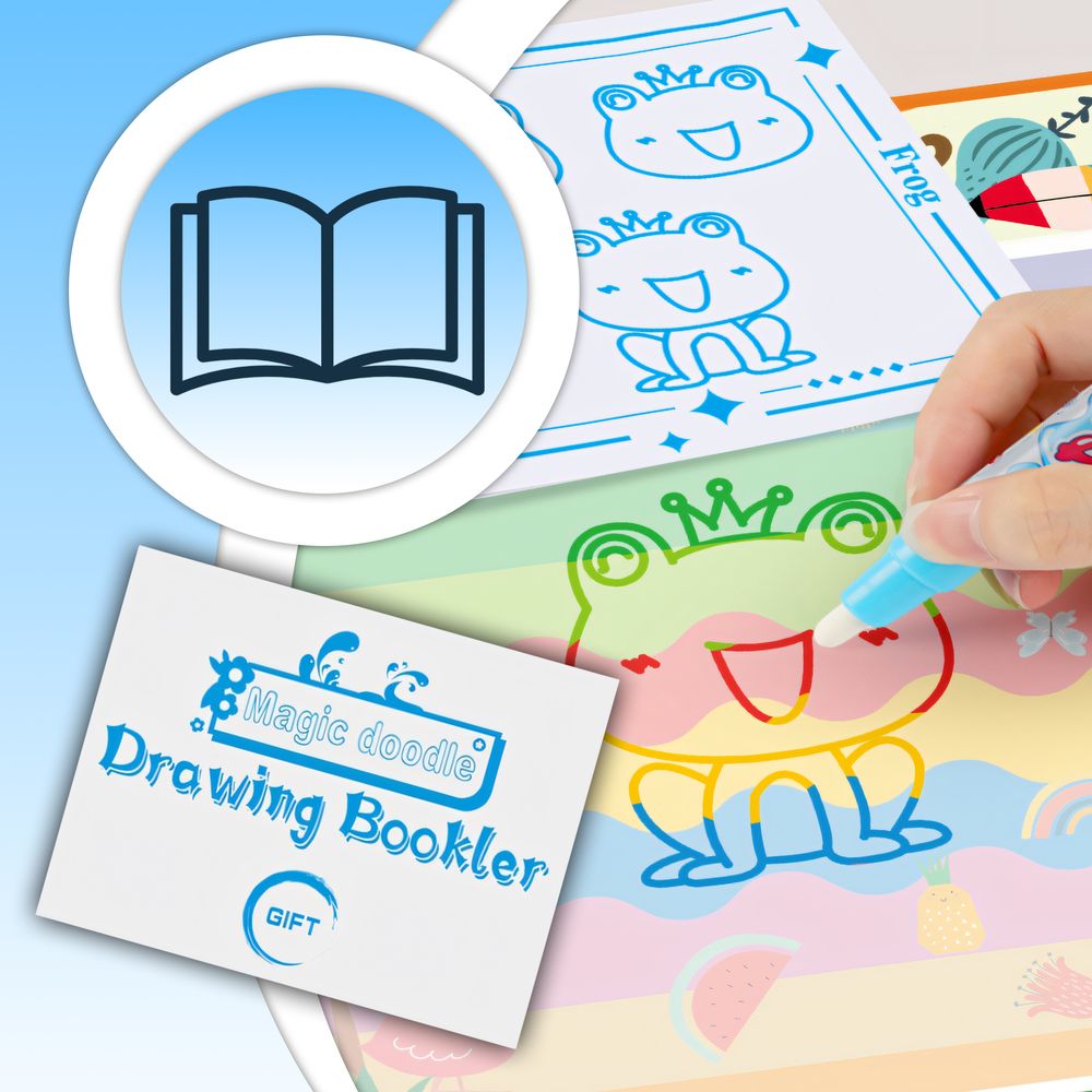 Malbücher Magic Wasser Doodle Matte XL 100x80cm 21-tlg satz, Wasserstiften, Wiederverwendbare Malmatte für Kinder, fleckenfreier Malspaß - Retoo
