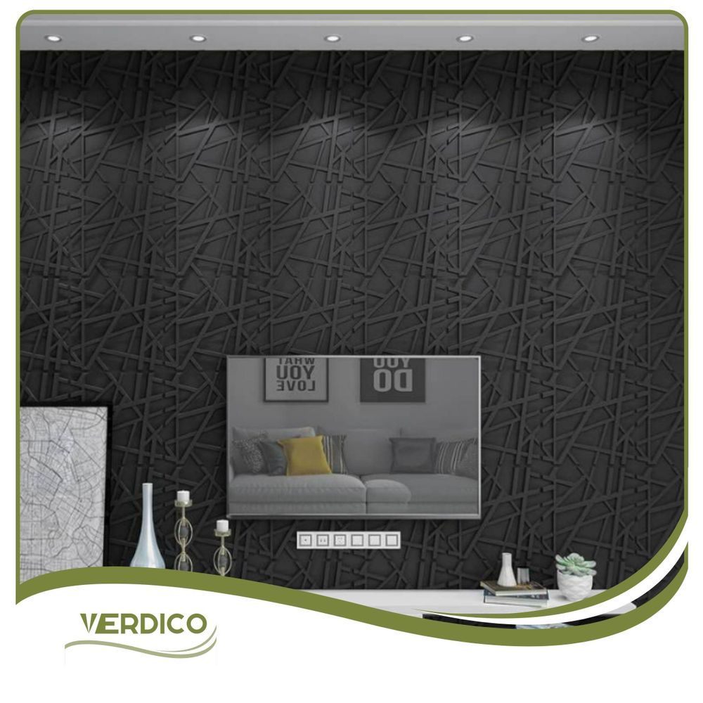 Verdico | 3D Wandpaneele Polystyrol - Schwarz - 50x50 Cm - 20 Stück - Deckenpaneele - 5 m2