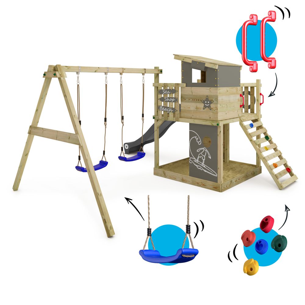 Spielturm Wickey Smart Camp mit Spielhaus und Schaukel in Anthrazit