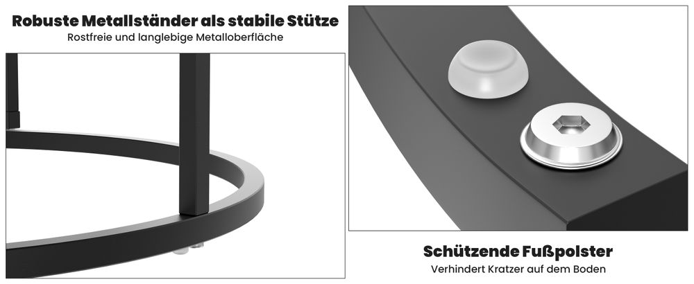 okwish Couchtisch 2er-Set, MDF Satztisch Beistelltisch für Schlafzimmer Balkon, Satztische fürs Wohnzimmer, Wohnzimmertisch, Schwarz+Weiß