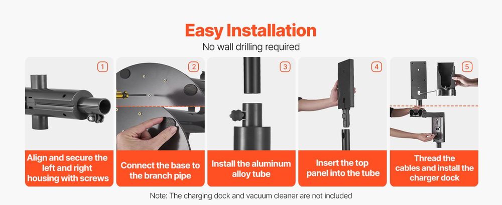 VEVOR Staubsaugerständer, Kompatibel mit Dyson V6 V7 V8 V10 V11 V15, Stabiler Staubsaugerständer mit Rädern für Dyson DC30 DC31 DC34 DC35 DC58 DC59 DC62 D74 Kabellose Bodenstaubsauger & Zubehör, Einstellbares Säulerohr, 3 Reiseclips-Grau