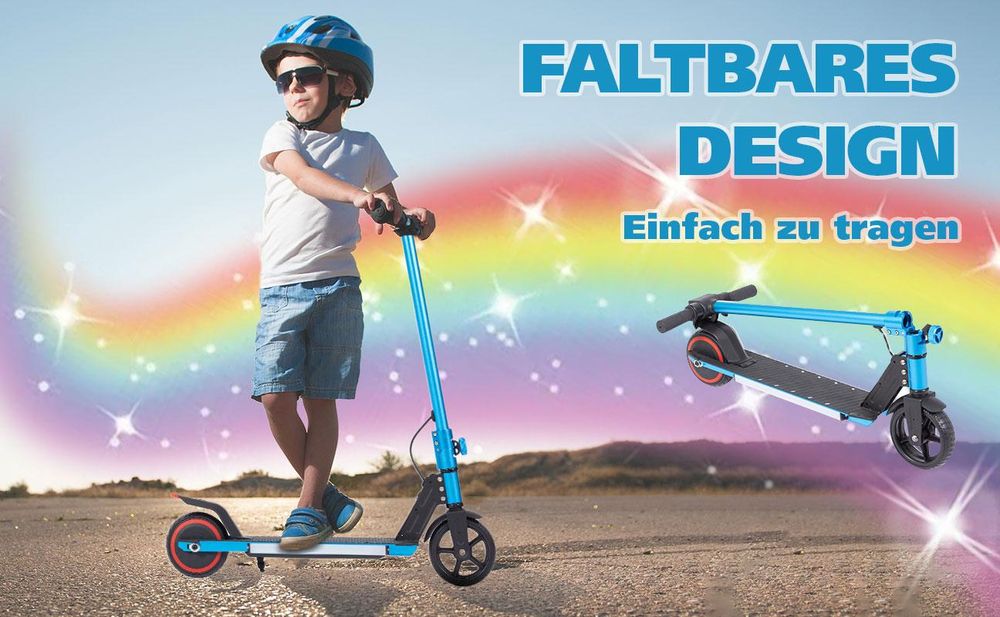 Draixcor Elektro-Kinderroller 6,5 Zoll E-Roller für Kinder 6-15 Jahre, klappbar, LED-Display, Licht, Vollgummireifen, Fußbremse, ca. 5-8 km Reichweite