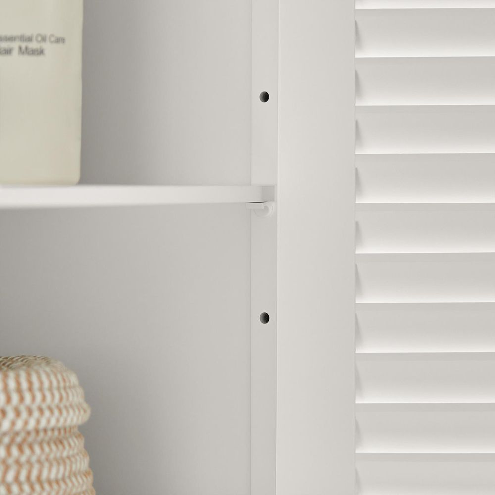 SoBuy Waschbeckenunterschrank Badschrank mit verstellbaren Regalböden Badmöbel aus MDF Unterschrank für Badezimmer Anti-Schimmel Lamellentür FRG237-W