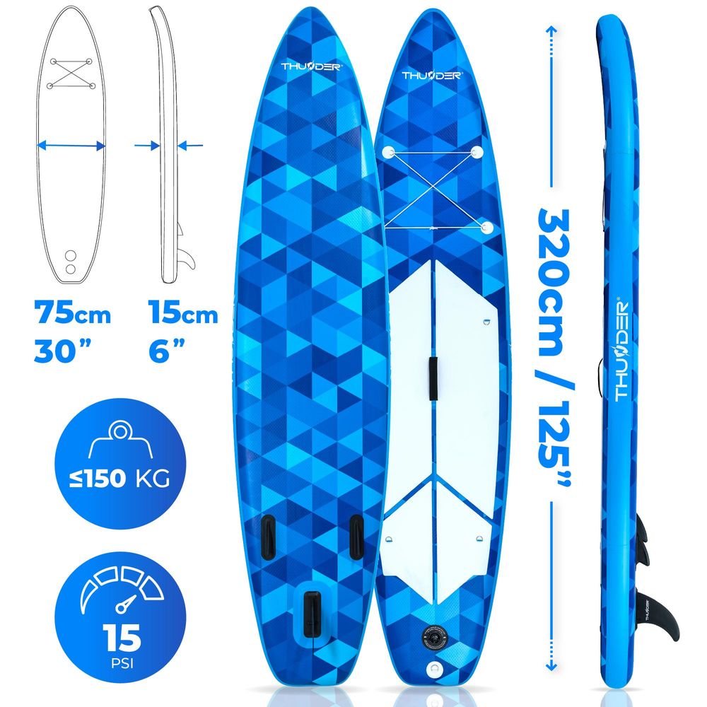 Thunder Nion Stand Up Paddle Board 320 x 75 x 15 cm Blau 150 kg