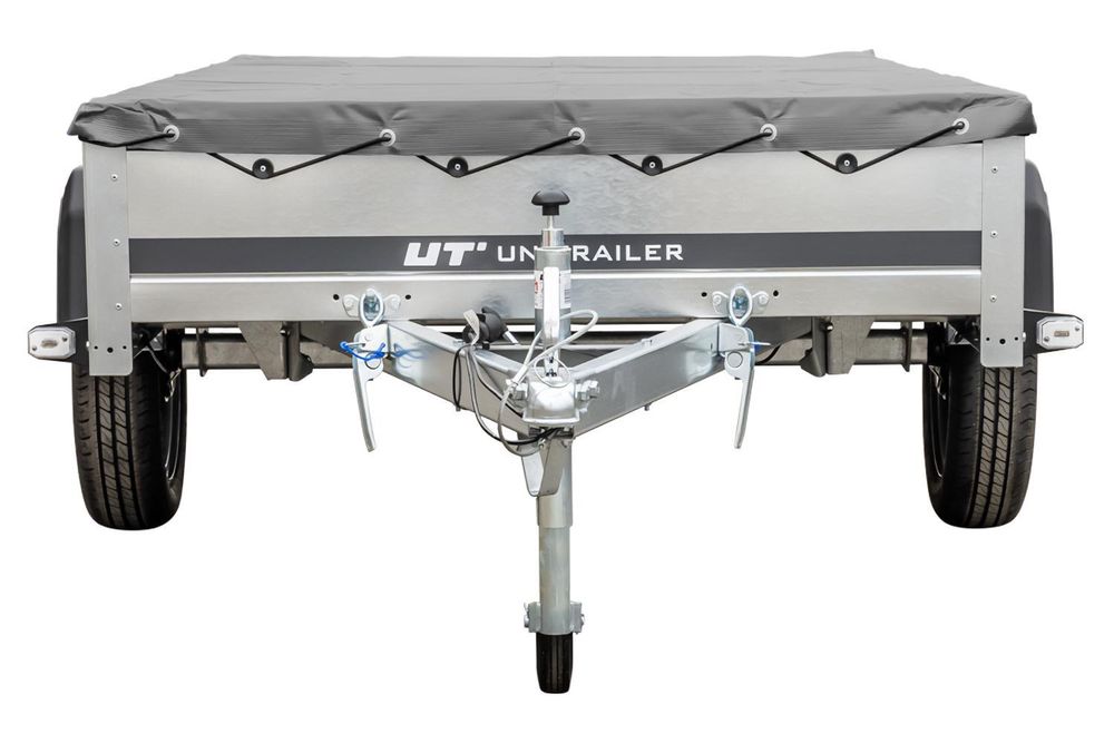 Kipper Pkw Anhänger Garden Trailer 230 KIPP [230 cm x 125 cm] mit Flachplane, Stützrad und Planenträger