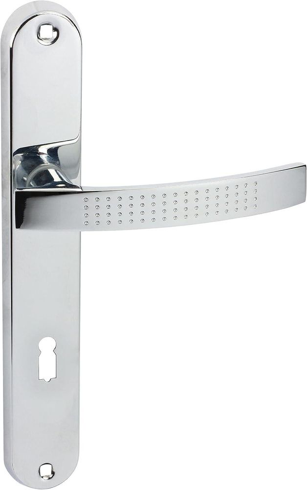 DOMINO Türgriff 72 Drückergarnitur BB-Buntbart Set | Türklinke für Zimmertür, Bürotür, Kellertür & Innentür | L-Form | Aluminium | Chrom | ALMA ECO M6