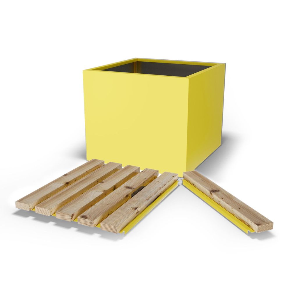Eine Farbbank mit Stauraum