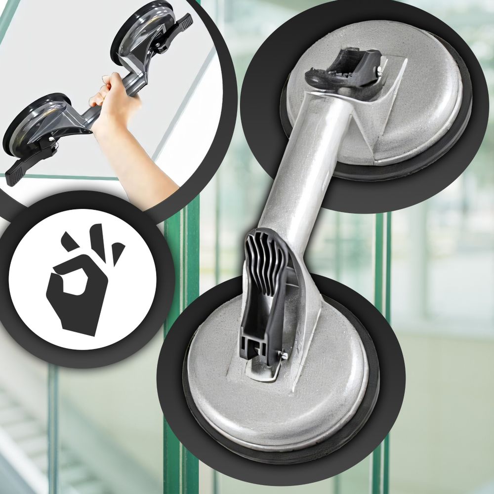 Saugheber Glassauger Vakuumheber Alu – 100 kg Tragkraft, ergonomischer Griff, für Transport von Glas, Fliesen & Platten, rutschfest & sicher Retoo