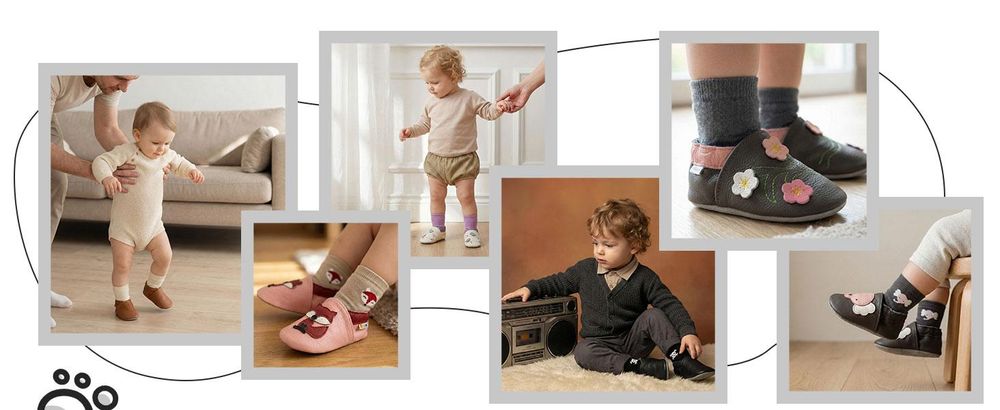 YALION Baby Krabbelschuhe weiches Leder rutschfest Elefant Dunkellila 18/19EU