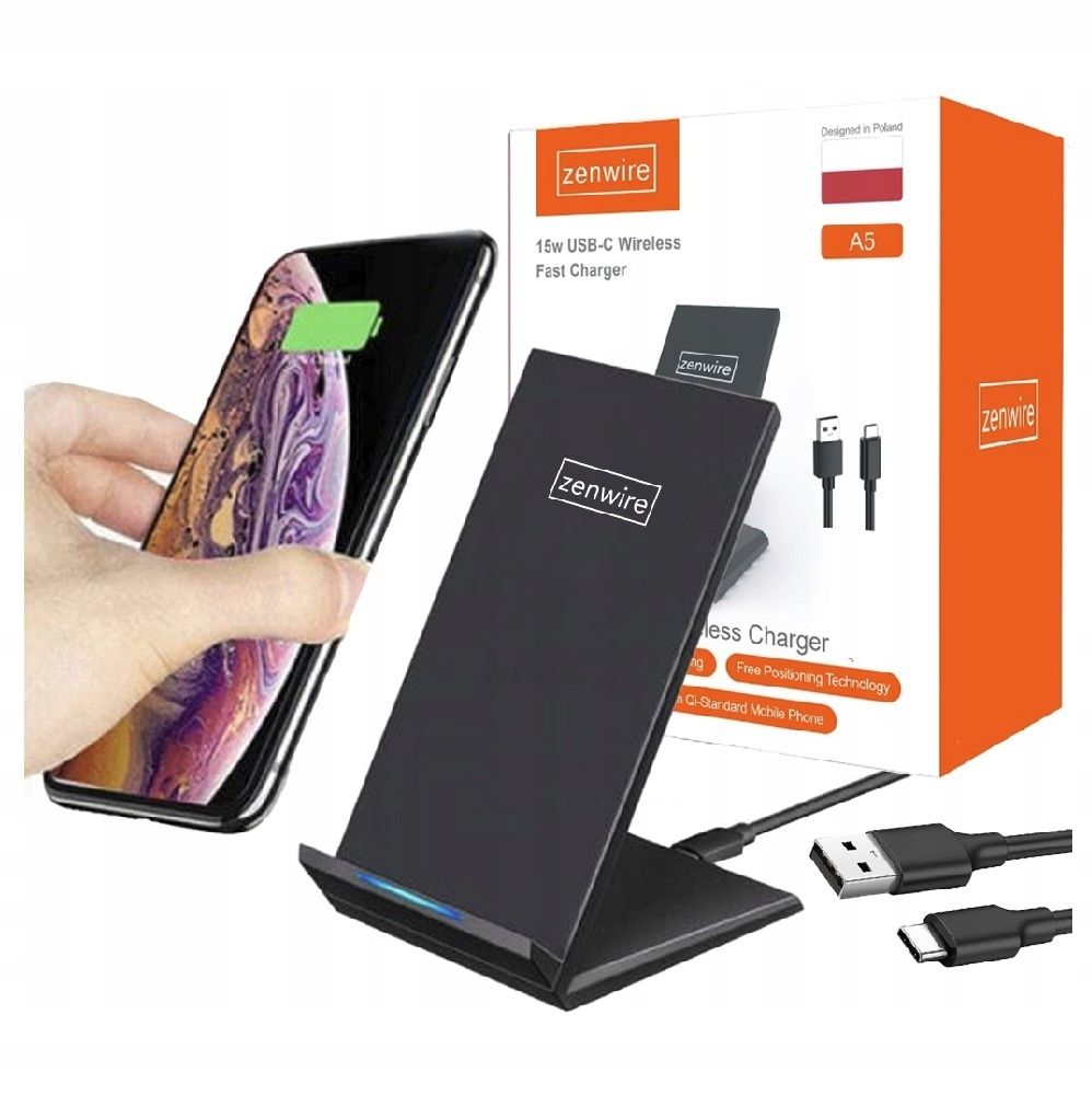 Wireless Ladegerät - Induktionsladegerät - 15 W - Fast Charge QI- USB-C - für Apple und Samsung