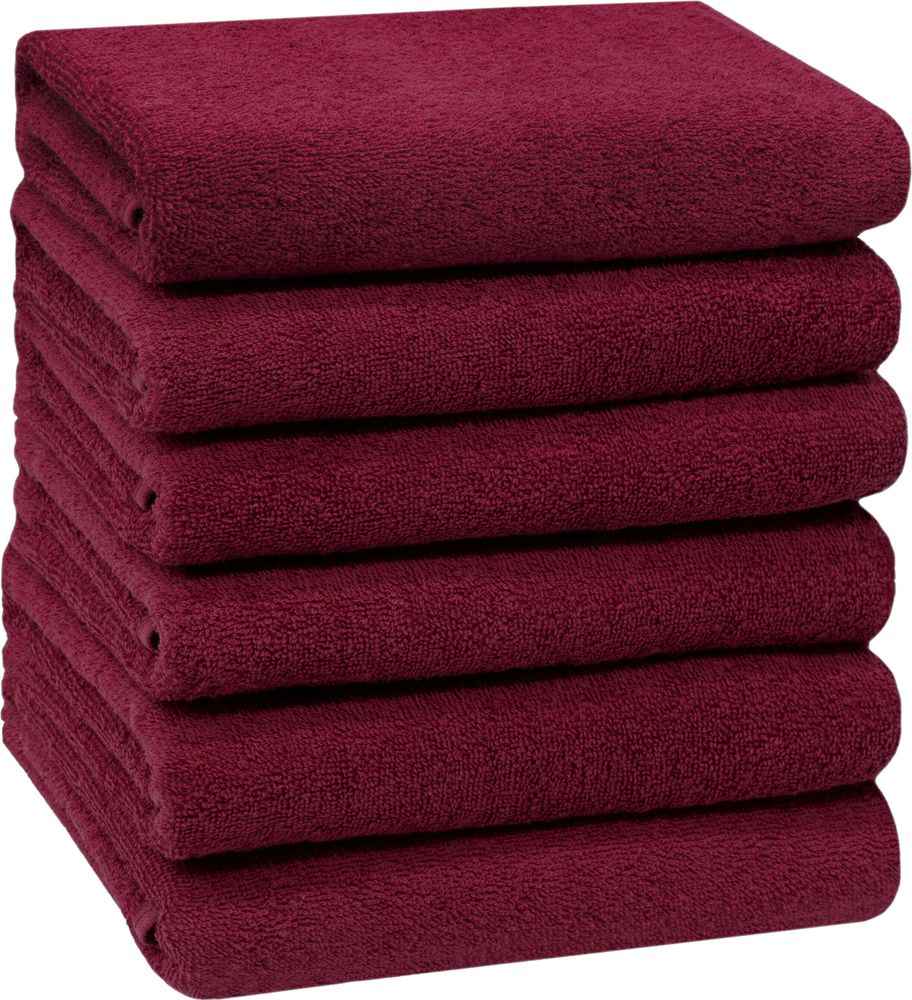 6er Set Handtücher, 50x100 cm, 100% Baumwolle, rot (bordeaux)