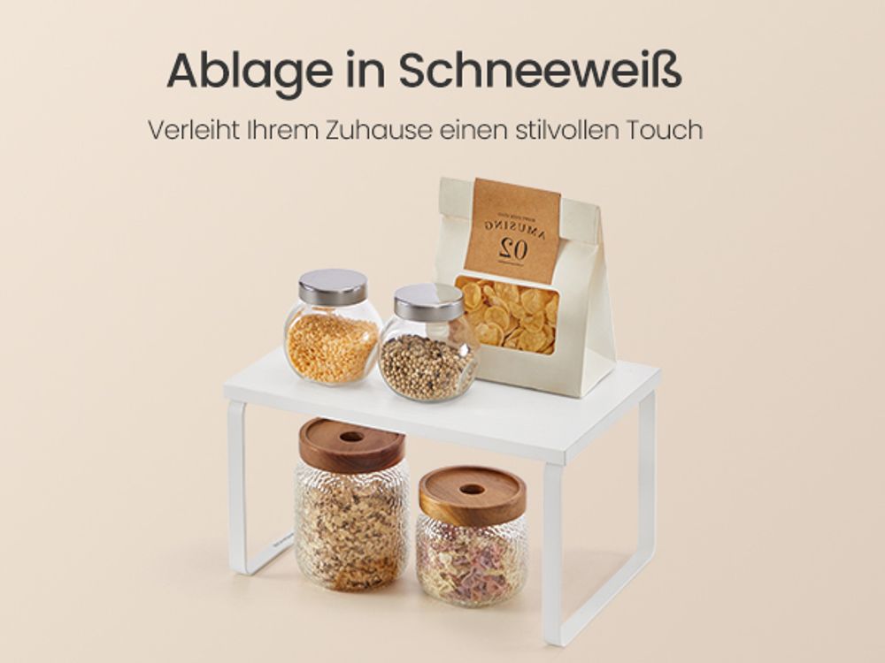 SONGMICS Gewürzregal, 3er Set Küchen-Organizer, Küchenregal, stapelbar, erweiterbar, Metall und Holzspanplatte, weiß