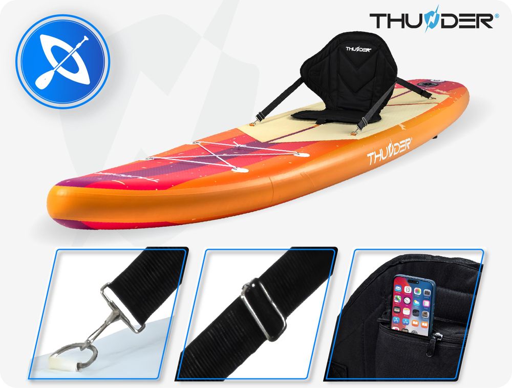 Thunder Retro Stand Up Paddle Board 320 x 75 x 15 cm Orange 150 kg