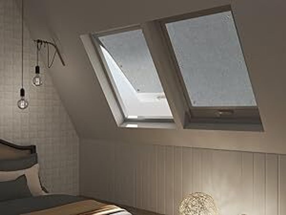 WOLTU Thermo Dachfenster Rollo ohne Bohren Sonnenschutz Verdunkelungsrollo mit Saugnäpfen, Thermorollo Hitzeschutz für Dachfenster Grau, 76x93 cm