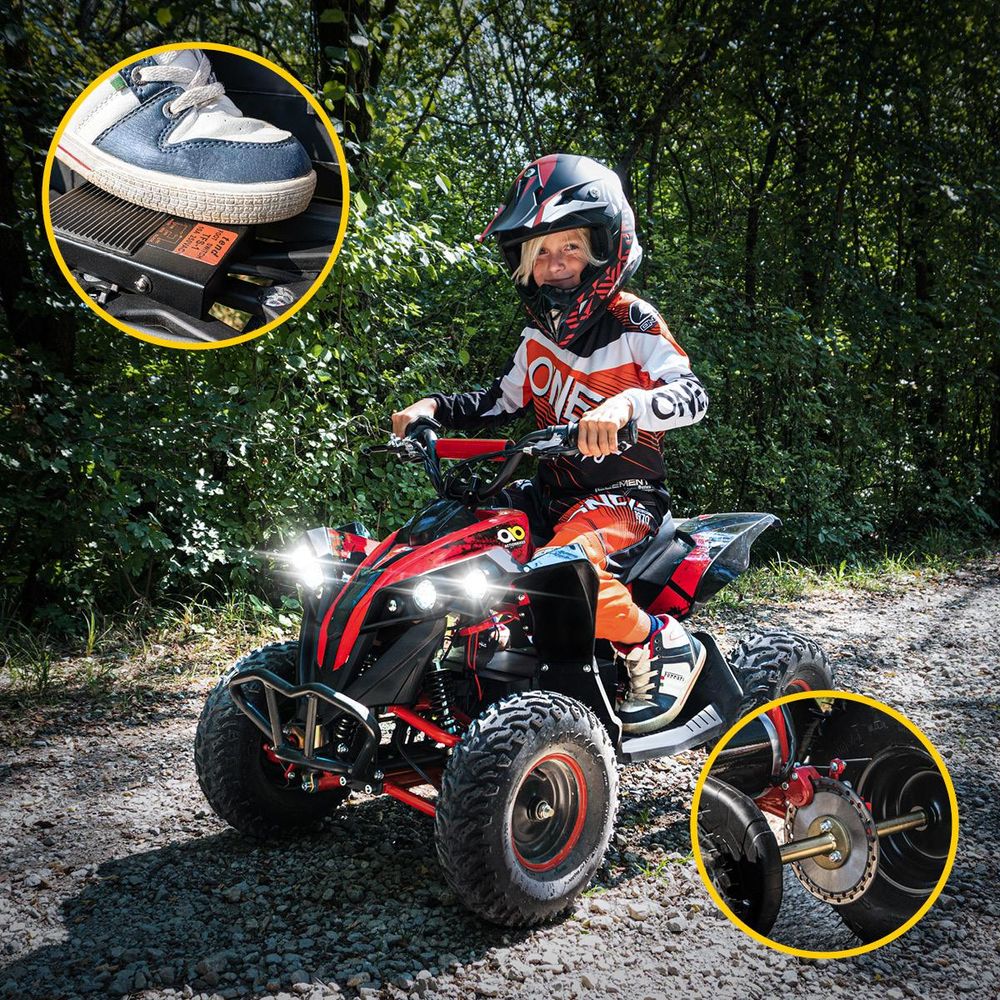 Elektro-Kinderquad Reneblade | 1000 Watt - Kinder Pocket Quad bis 24 km/h - Elektroquad - Elektro Auto - LED - 12V Batterie - Bis 65 Kg (Schwarz/Blau)