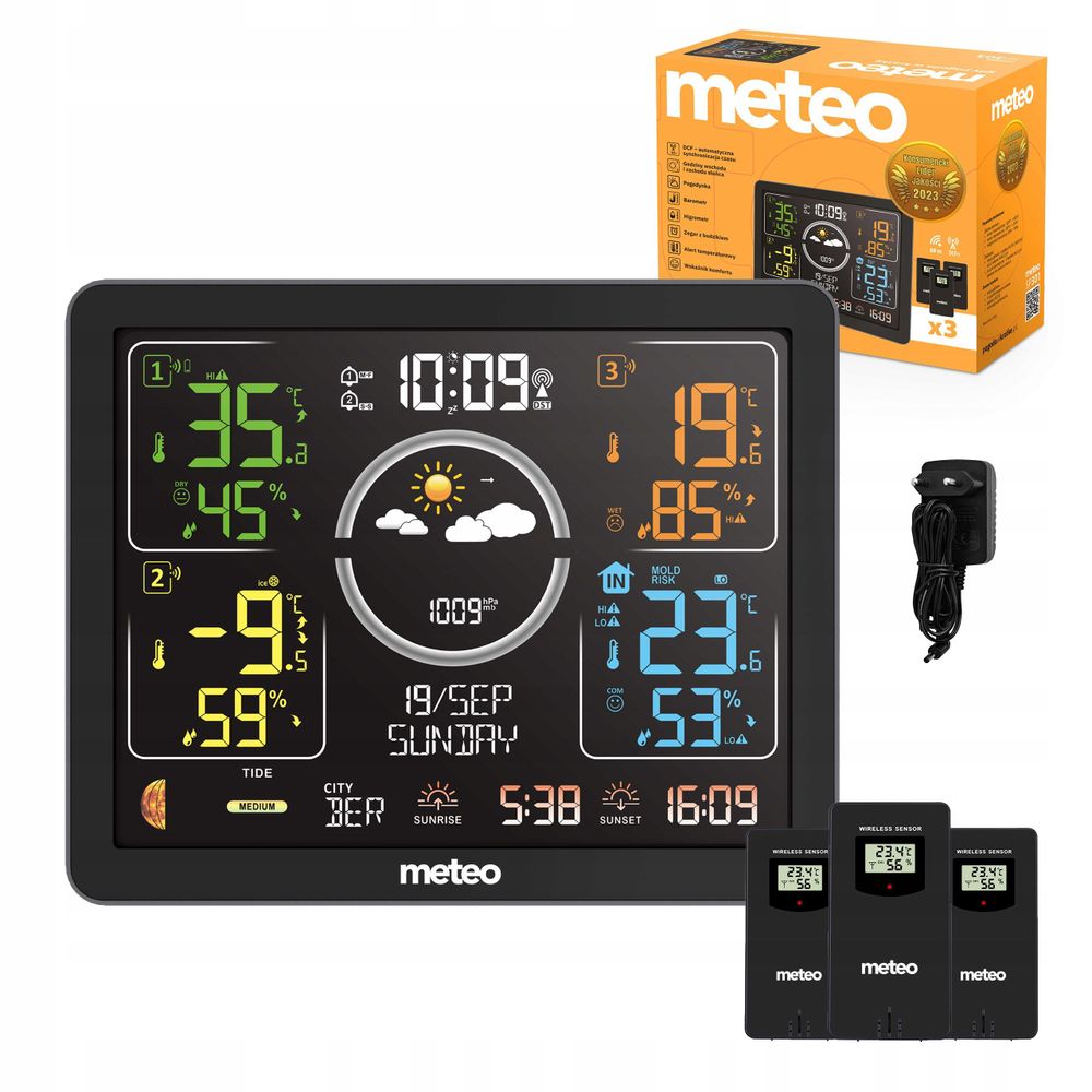 METEO SP3001 Wetterstation mit drei kabellosen Außensensoren