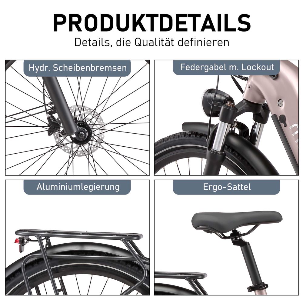 Maxtron Marathon 28" E-Bike Citybike, Bafang Heckmotor, 36V 22.5Ah (810Wh) Akku, bis 160km, Hydr. Scheibenbremsen, 7-Gang, Damen & Herren