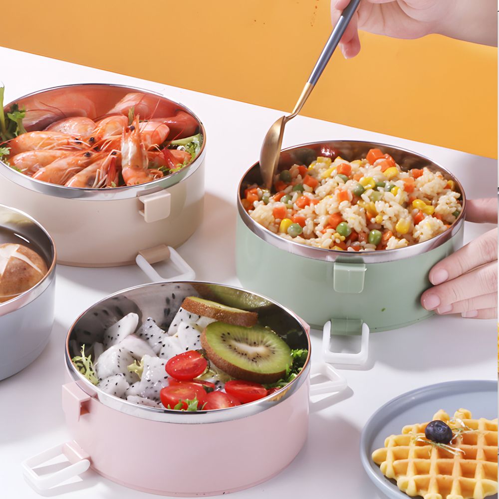 Thermo Lunchbox Edelstahl Lunchpot 4 Tier Box Tragbare Picknick Essen Wärmer Behälter 6-8 Stunden Heiß 12 Stunden Kalt Retoo