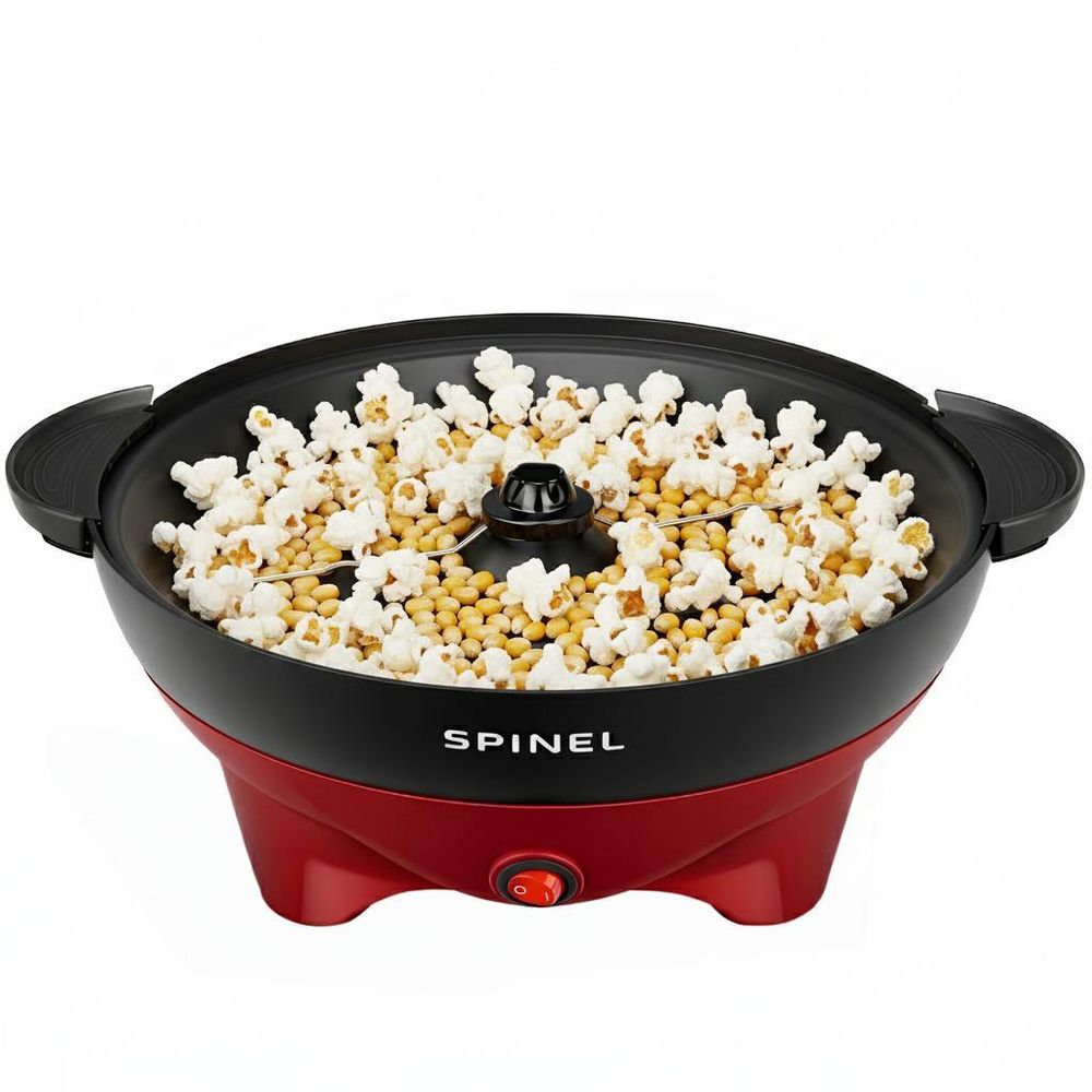 Spinel Cook Popcornmaschine, Popcorn Maschine mit Zucker, Öl, Butter, 5L Popcornmaschine Groß für Zuhause, mit Antihaftbeschichtung und Abnehmbarer Heizfläche, Leise und Schnelle Popcorn Maschine