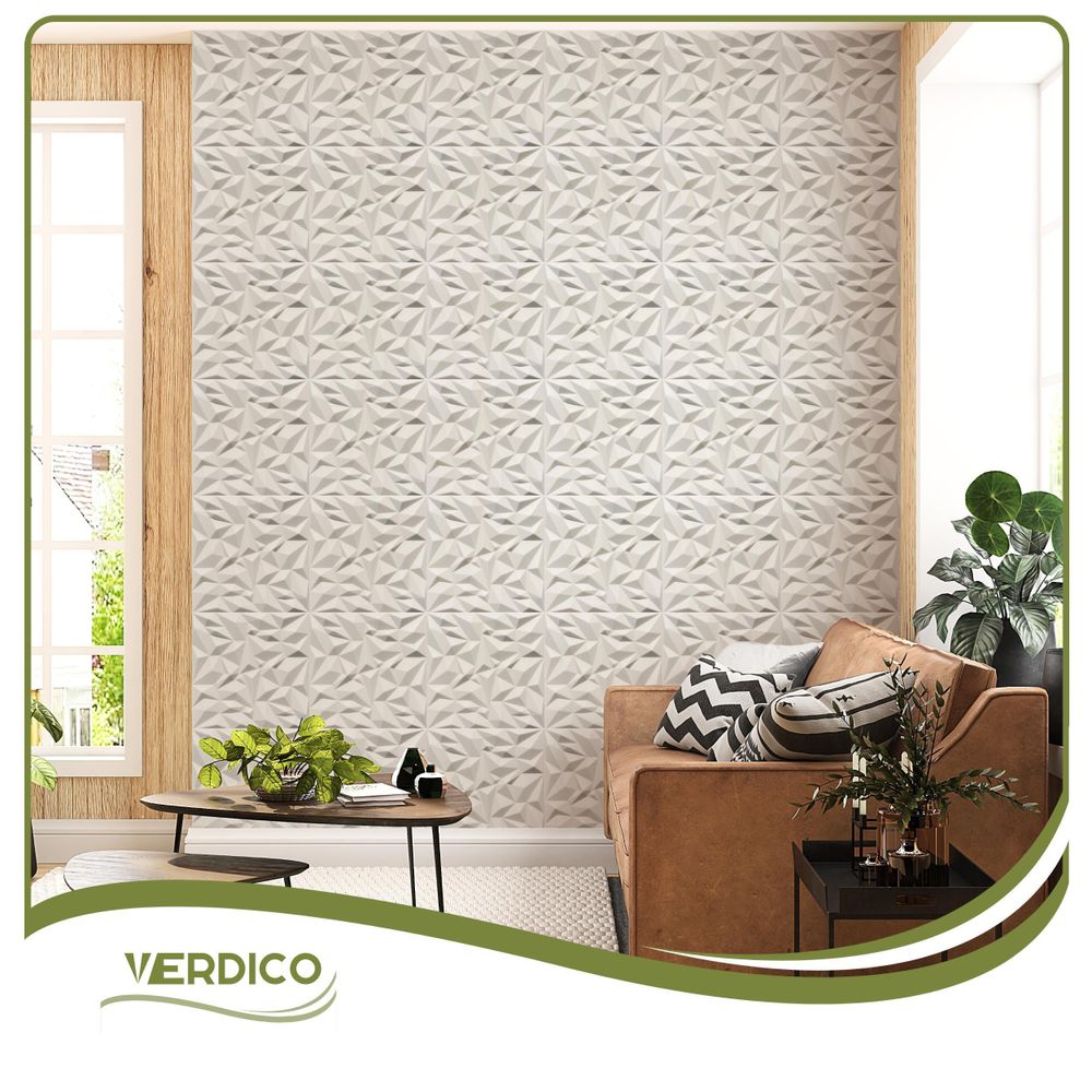 Verdico | 3D-Wandpaneele in Kaschmir | Dekorative Deckenpaneele aus Polystyrol | 50 cm x 50 cm | 8m2 / 32 Stück | Moderner geometrischer Stil
